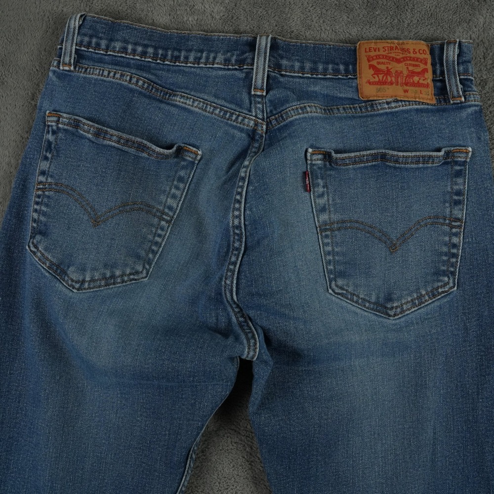 Levi's 505 Jeans Mens 33x30 Blue Medium Wash Regular Fit Straight Leg Denim - Picture 3 of 10